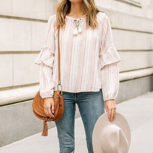 Revolve Sanctuary ruffle sleeves peasant blouse